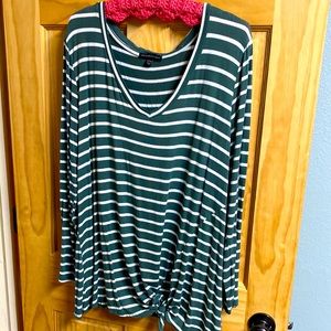 L/Sleeve green and white striped shirt
